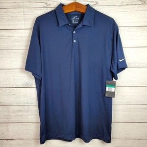 Nike Golf Dri-Fit Vertical Mesh Polo Shirt Mens Size XL Navy Short Sleeve NWT